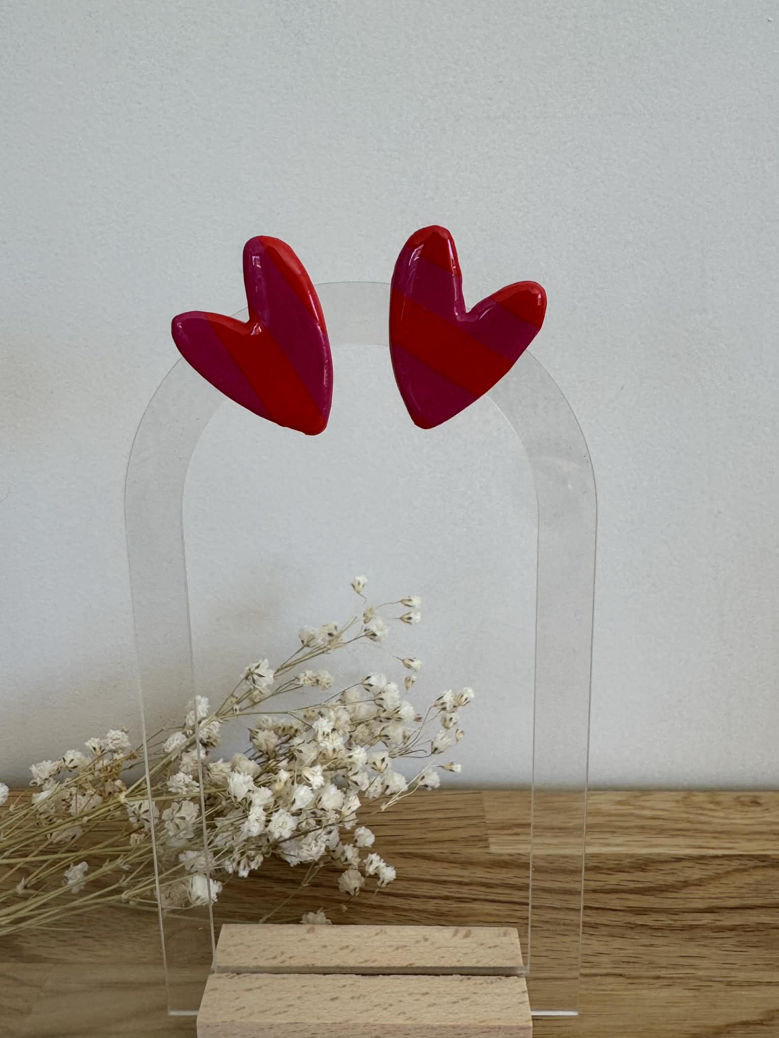 Boucles et pampilles - coeur cherry pink