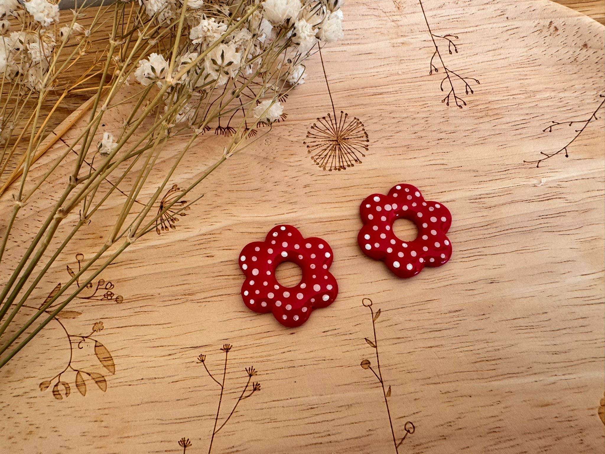 Boucles et pampilles - pampilles Fleur pois