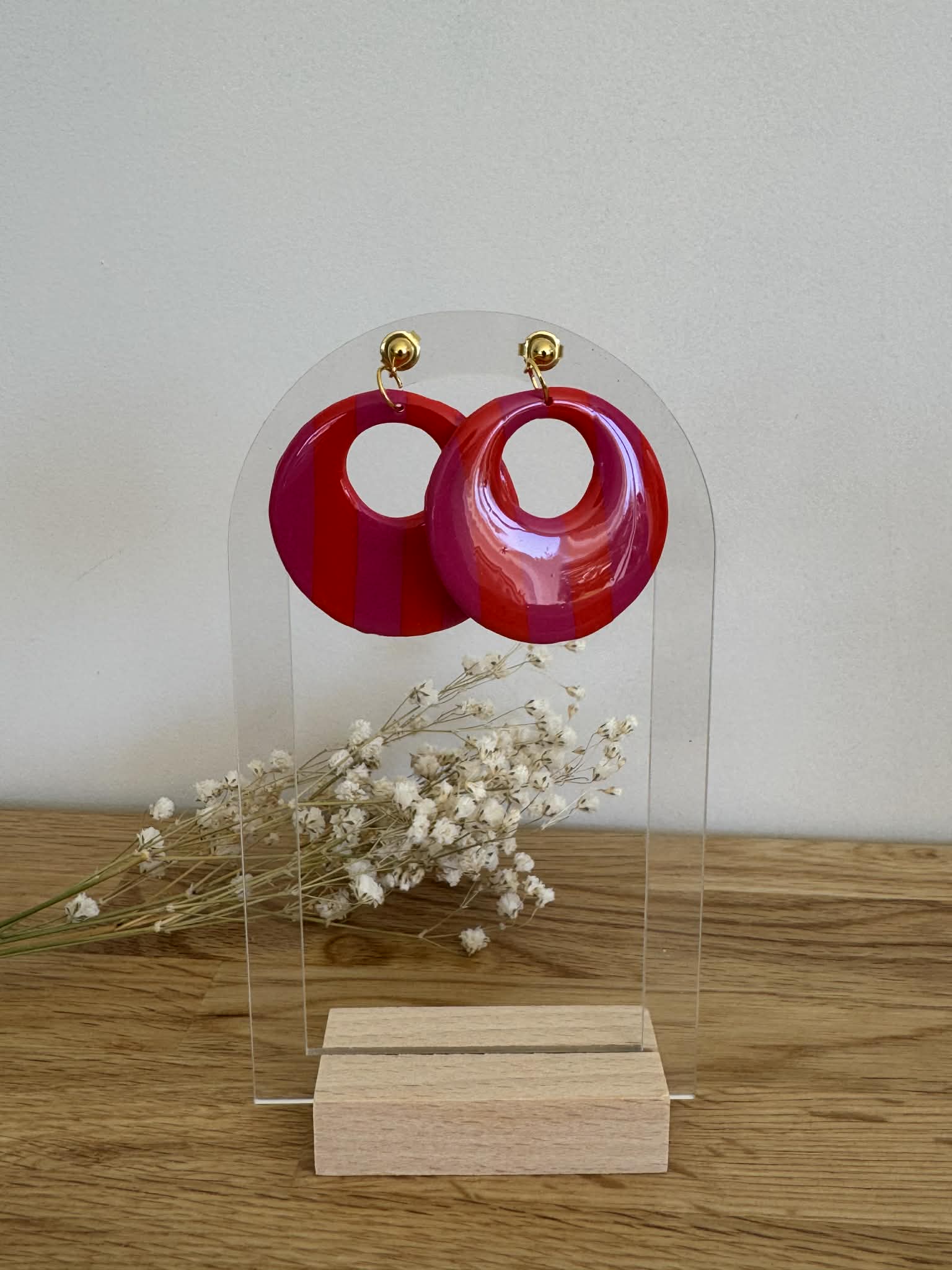 Boucles et pampilles - cherry pink - ronde