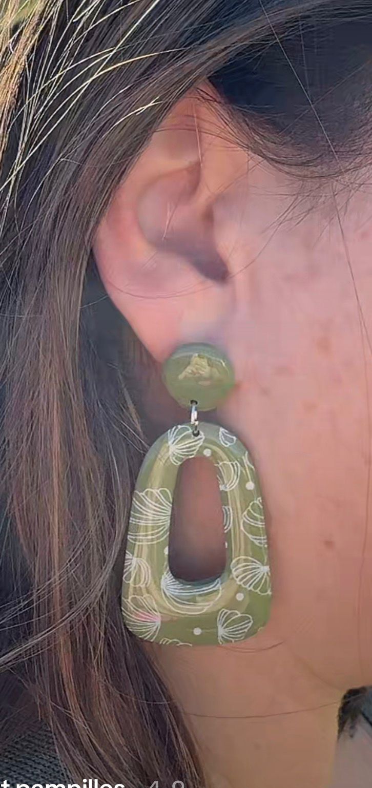 Boucles et pampilles - rectangle coquillage